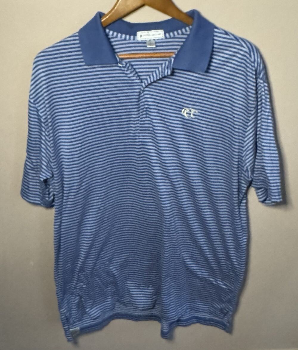 Peter Millar Blue Polo Golf Shirt Stitched Logo Large